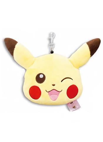 Pokemon I Love Pikachu 5" Character Plush Head Zipper Pouch Retractable Reel Winking Ver.