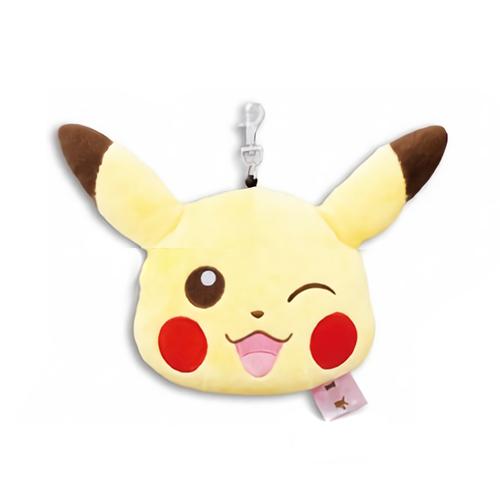 Pokemon I Love Pikachu 5" Character Plush Head Zipper Pouch Retractable Reel Winking Ver.