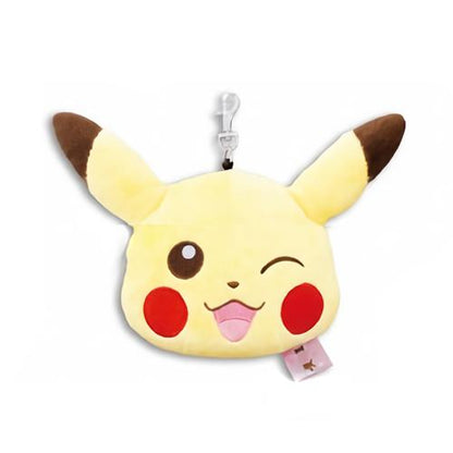 Pokemon I Love Pikachu 5" Character Plush Head Zipper Pouch Retractable Reel Winking Ver.