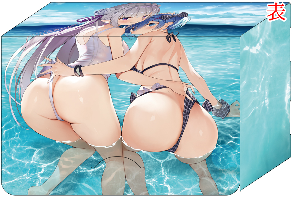 C97 Re: Zero Rem & Emilia Swimsuit Lingerie Ver. Circle Midnight Blue Doujin Character Double Deck Box