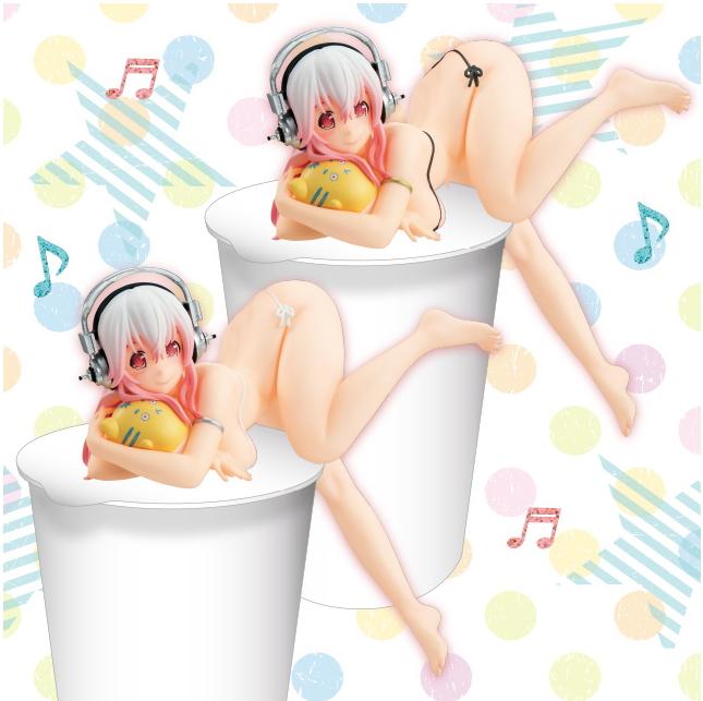Super Sonico White Ver. Figure Renewal Cup Noodle Lid Holder/Topper Stopper