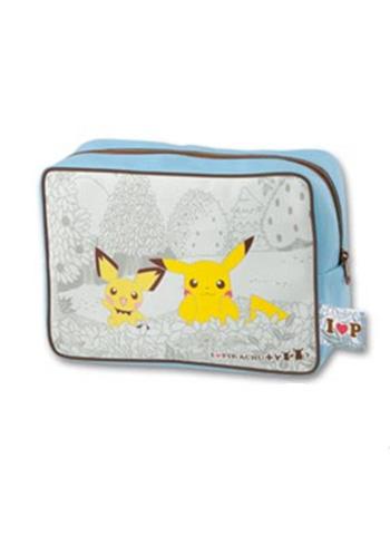 Pokemon I Love Pikachu Raichu Blue Character UFO Prize Zipper Pouch